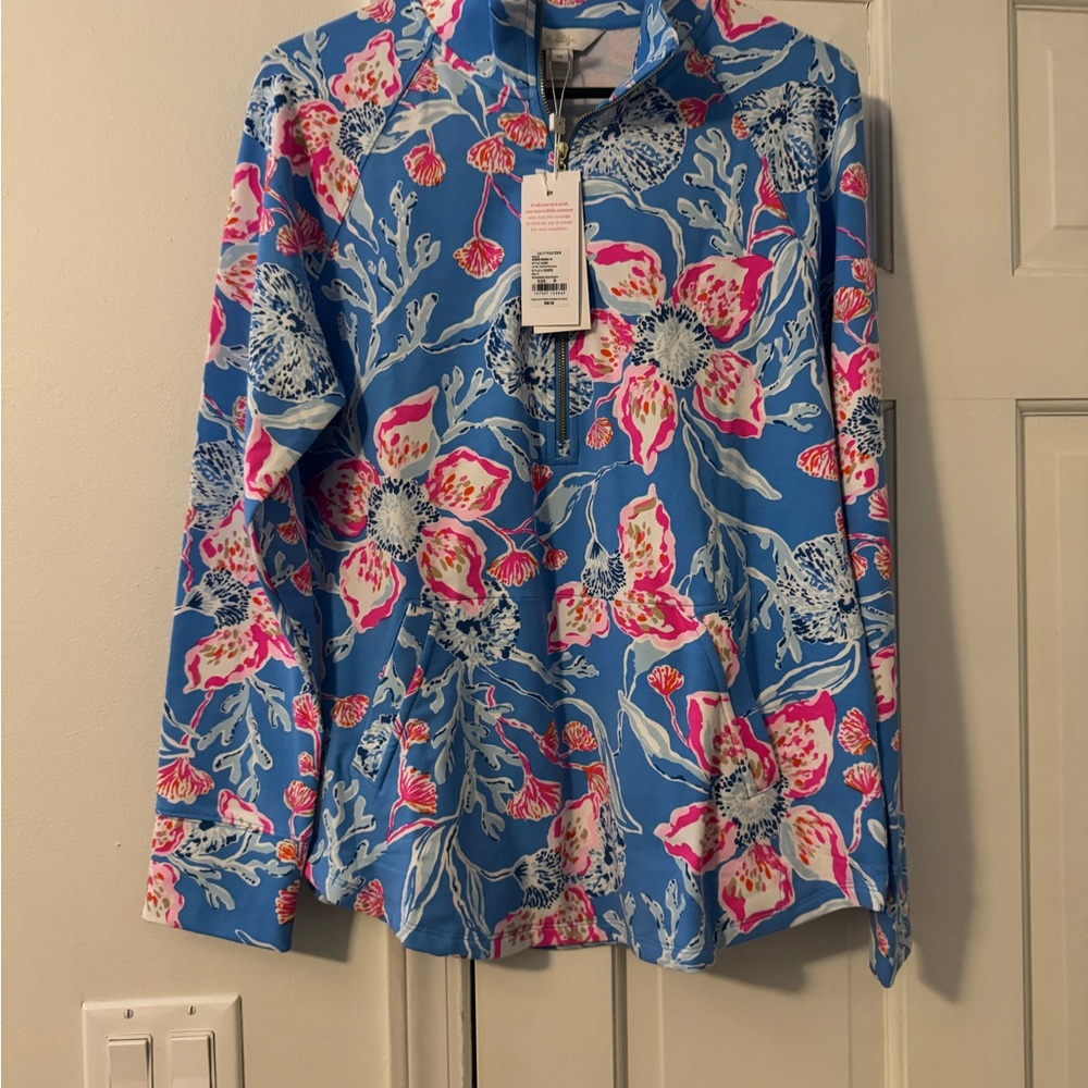 NWT Lilly Pulitzer Blue and Pink Floral Top medium